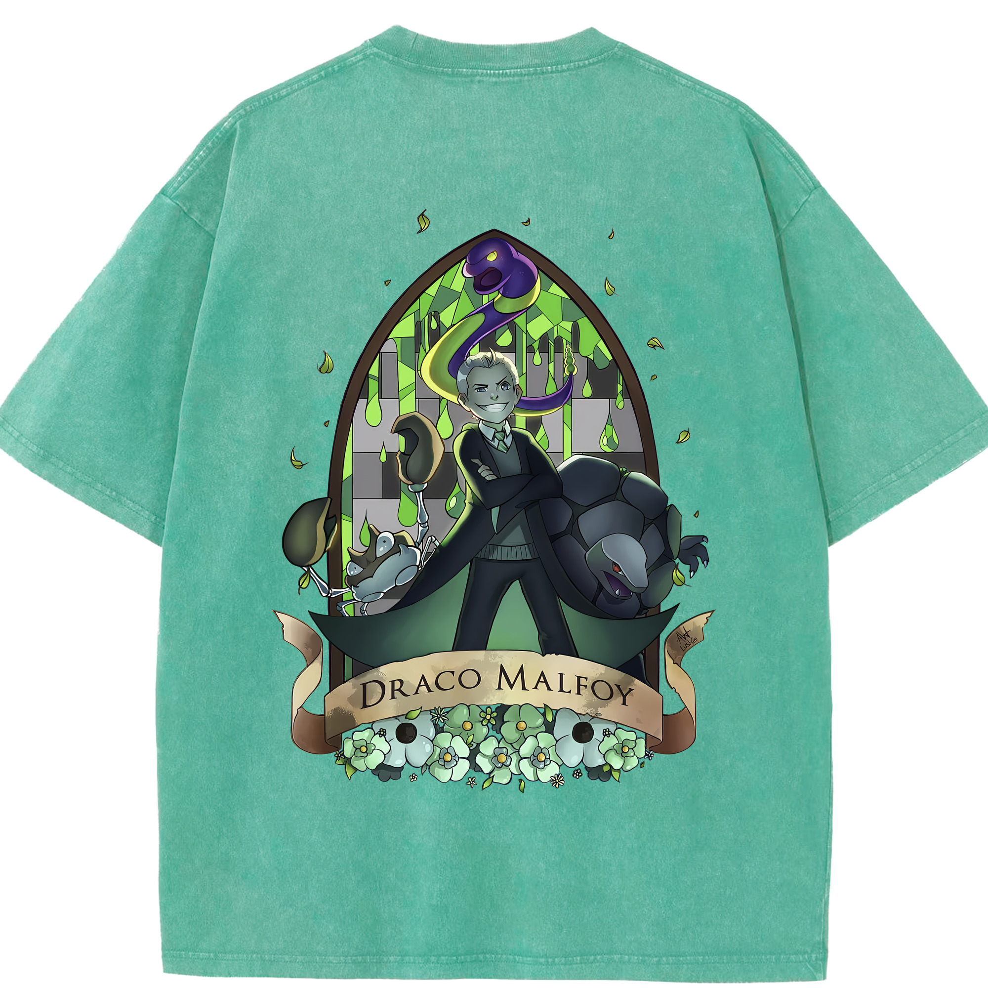 （画像用） Harry Potter ハリー・ポッターシリーズ 綿100% ヴィンテージ風 半袖Tシャツ（背面プリント）